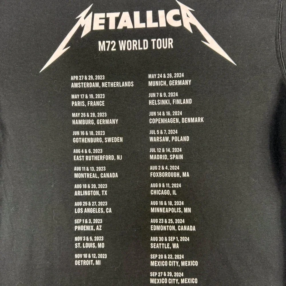 Metallica M72 World Tour Shirt Mens Large Black Skull Graphic Band Wolverine‎